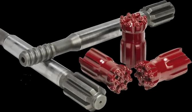 Tiges Top Hammer Drillco avec taillants et emmanchement